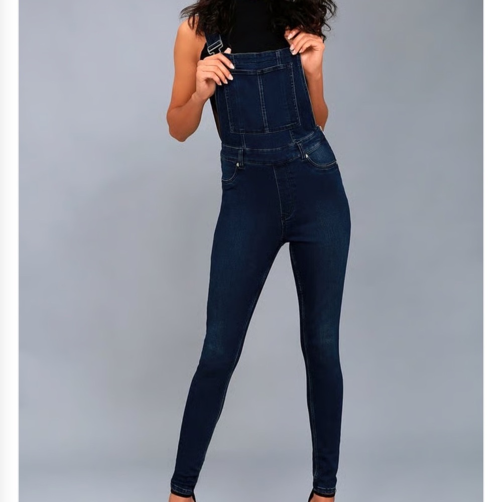 Cheap Monday Navy Blue Women's Jeans Overalls